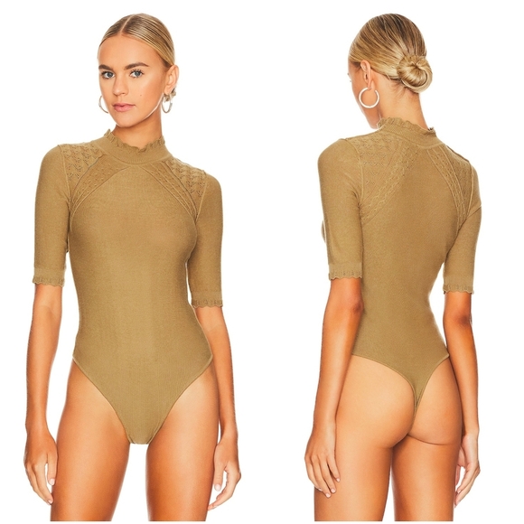 NWT Free People Revolve Winter Warmer Solid Bodysuit in Tropical Nut Small - Picture 2 of 9